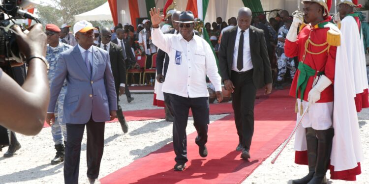 Visite dans la Marahoué : les premiers mots d’Alassane Ouattara à son arrivée à Bouaflé