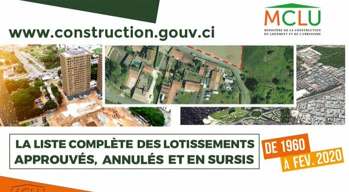 Côte d’Ivoire : Voici la liste complète des lotissements approuvés, annulés et en sursis de 1960 à fevrier 2020