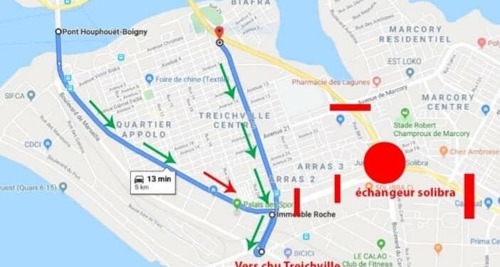 Abidjan : Plan de circulation à l’occasion de l’inauguration de l’échangeur de la solibra ce lundi