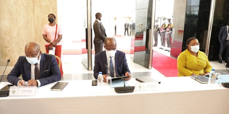 Les photos du 1er conseil des ministres du gouvernement 1 de Patrick ACHI à Abidjan le 7 avril 2021. Phs: Saint Cyrille