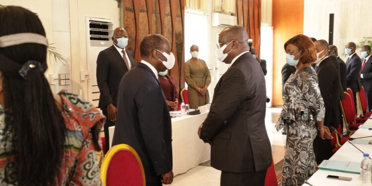Les photos du 1er conseil des ministres du gouvernement 1 de Patrick ACHI à Abidjan le 7 avril 2021. Phs: Saint Cyrille