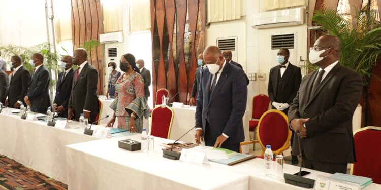 Les photos du 1er conseil des ministres du gouvernement 1 de Patrick ACHI à Abidjan le 7 avril 2021. Phs: Saint Cyrille