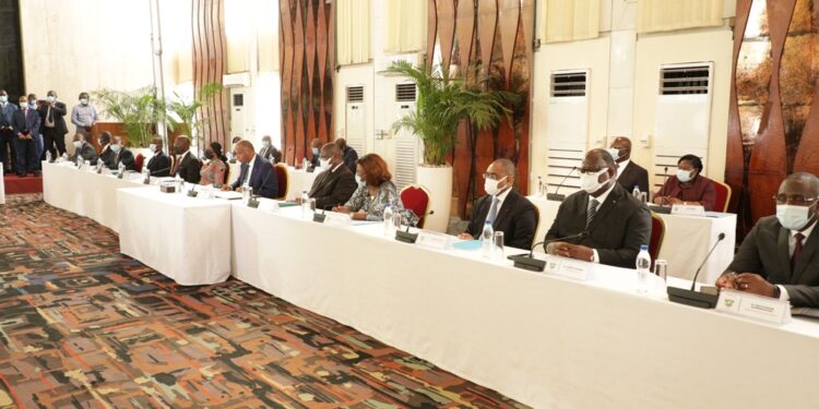 Les photos du 1er conseil des ministres du gouvernement 1 de Patrick ACHI à Abidjan le 7 avril 2021. Phs: Saint Cyrille