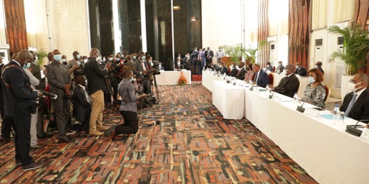 Les photos du 1er conseil des ministres du gouvernement 1 de Patrick ACHI à Abidjan le 7 avril 2021. Phs: Saint Cyrille