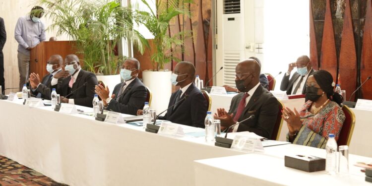 Les photos du 1er conseil des ministres du gouvernement 1 de Patrick ACHI à Abidjan le 7 avril 2021. Phs: Saint Cyrille