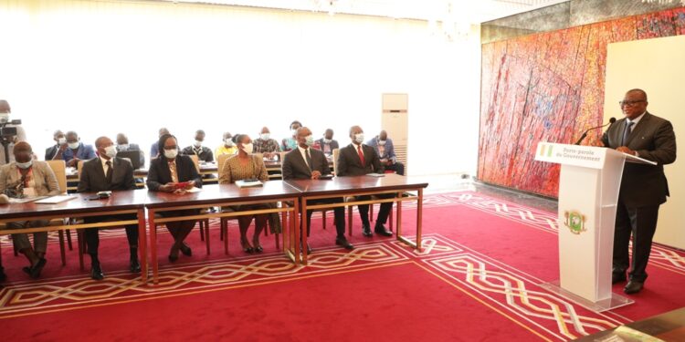 Les photos du 1er conseil des ministres du gouvernement 1 de Patrick ACHI à Abidjan le 7 avril 2021. Phs: Saint Cyrille