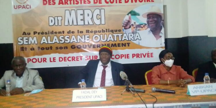 Signature de la copie privée : l’Union pour le progrès des artistes dit merci au président Ouattara