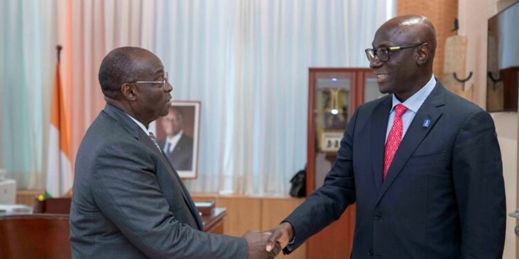 les photos de l’entretien du VP Tiémoko Meyliet KONE, avec le Président du FIDA, Alvaro Lario, ce mardi 18 Octobre 2022, au Palais présidentiel à Abidjan
