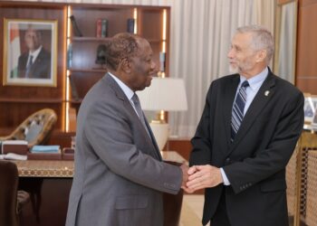 Le président Alassane Ouattara, a eu un entretien avec l&rsquo;ambassadeur des USA le 31 janvier au palais présidentiel à Abidjan.