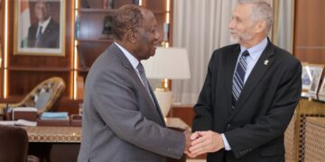Le président Alassane Ouattara, a eu un entretien avec l&rsquo;ambassadeur des USA le 31 janvier au palais présidentiel à Abidjan.