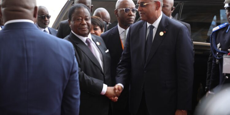 Les images de la remise du prix Félix Houphouët Boigny pour la paix  à Angela Merkel, à Yamoussoukro le 8 février 2023