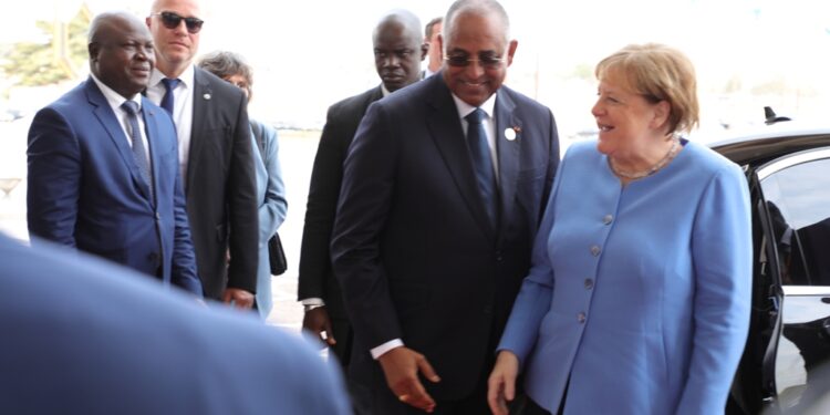Les images de la remise du prix Félix Houphouët Boigny pour la paix  à Angela Merkel, à Yamoussoukro le 8 février 2023