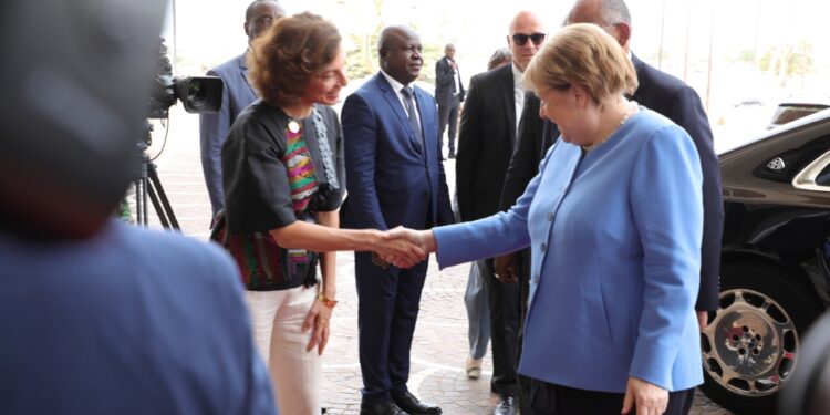 Les images de la remise du prix Félix Houphouët Boigny pour la paix  à Angela Merkel, à Yamoussoukro le 8 février 2023