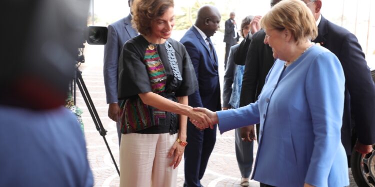 Les images de la remise du prix Félix Houphouët Boigny pour la paix  à Angela Merkel, à Yamoussoukro le 8 février 2023