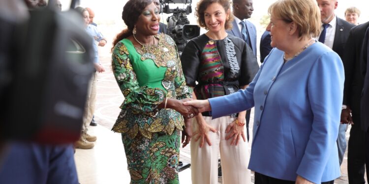 Les images de la remise du prix Félix Houphouët Boigny pour la paix  à Angela Merkel, à Yamoussoukro le 8 février 2023