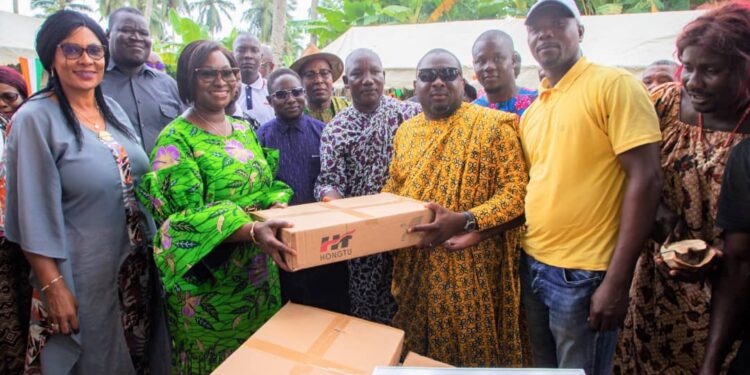 Actions sociales: L’épouse d’Adama Bictogo offre 200 lampes solaires aux populations de l’Ile Boulay 2