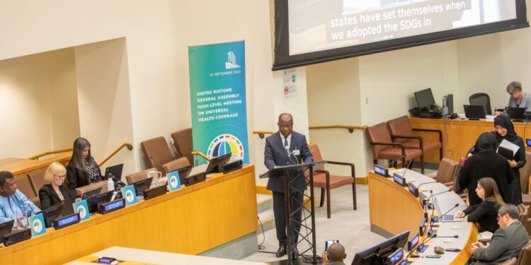 Couverture Sanitaire Universelle : L’expérience ivoirienne présentée à New-York par le ministre Pierre Dimba