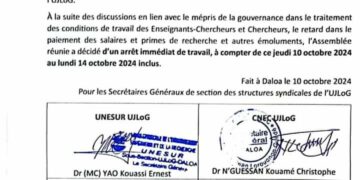 Université Lorougnon Guede de Daloa : arrêt de travail des Enseignants-Chercheurs et Chercheurs