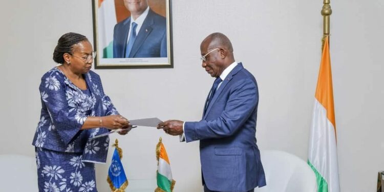 Remise des copies figurées de lettres de créance : La nouvelle Coordonnatrice résidente réaffirme l’engagement des Nations Unies à soutenir le développement durable en Côte d’Ivoire
