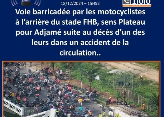 Abidjan-Plateau : Un livreur à moto perd la vie dans un accident