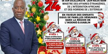  Noël dans l’Indénié-Djuablin : Le ministre Léon Kacou Adom offre le sourire à près de 1500 enfants